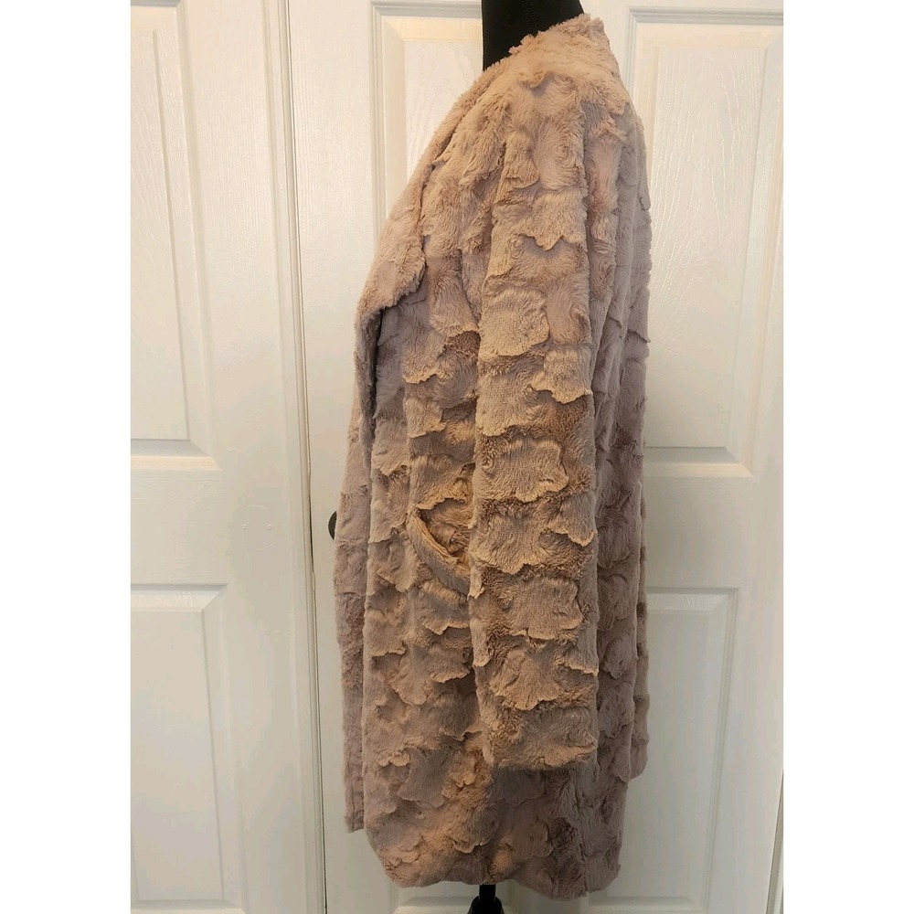 HYFVE Pink Plush Womens Coat L Waterfall Trench Fuzzy Cozy Jacket Cardigan Soft - Picture 5 of 13